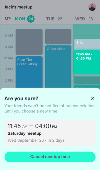 A calendar website with an event and a popup both see-through